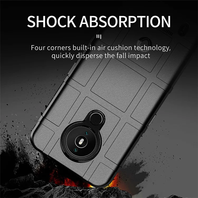 Capa de Celular Shield Series Square Grid Texture Thicken TPU para Nokia 1.4 - Preto