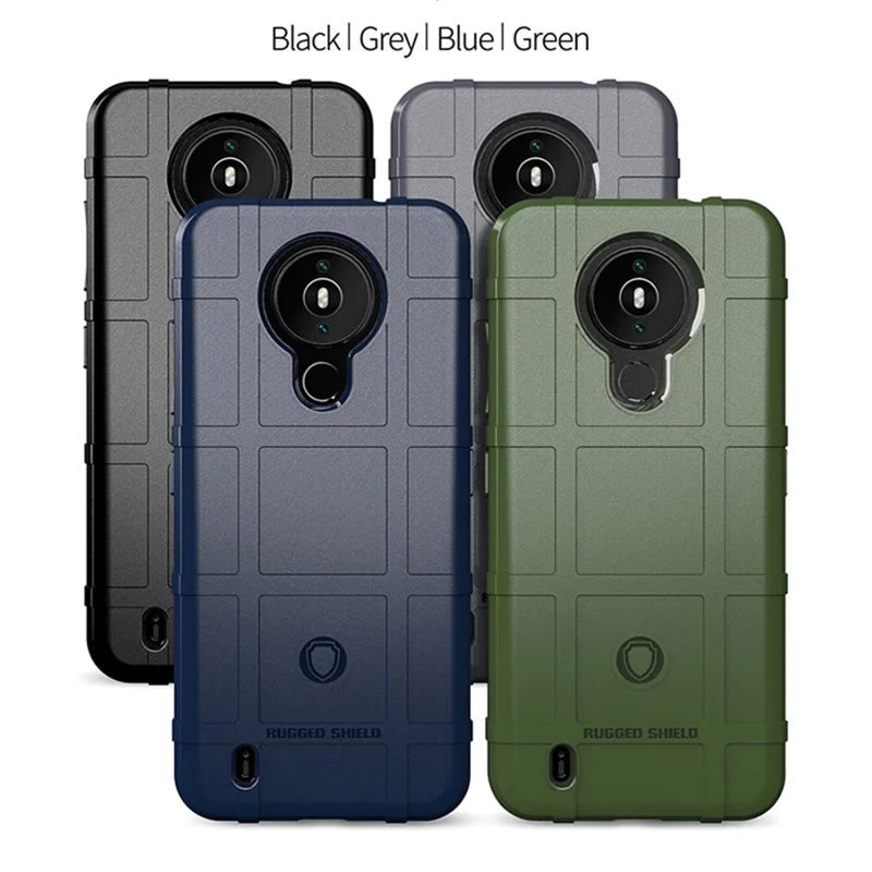 Shield Series Square Grid Texture Thicken TPU Shell Phone Cover for Nokia 1.4 - Blue