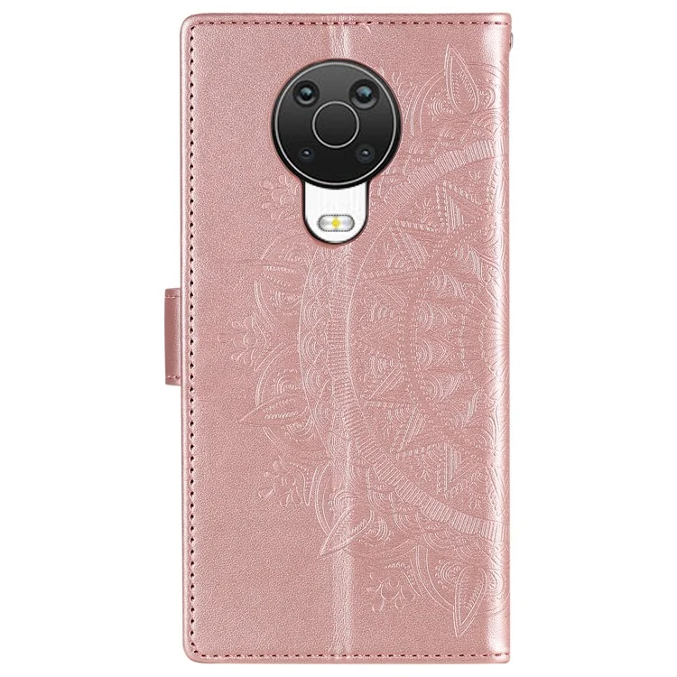 Imprinted Mandala Flower Wallet Leather Case for Nokia G20 - Rose Gold