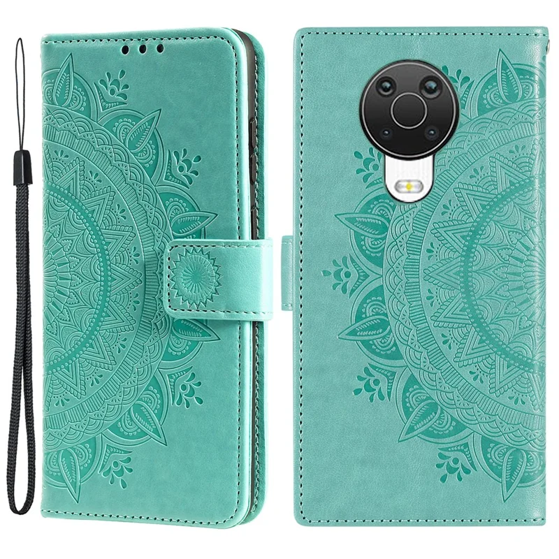 Imprinted Mandala Flower Wallet Leather Case for Nokia G20 - Green
