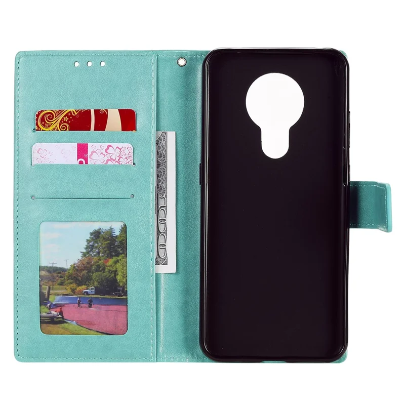 Imprinted Mandala Flower Wallet Leather Case for Nokia G20 - Green