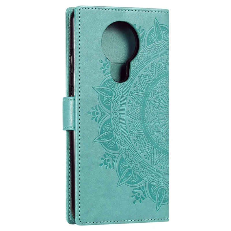 Imprinted Mandala Flower Wallet Leather Case for Nokia G20 - Green