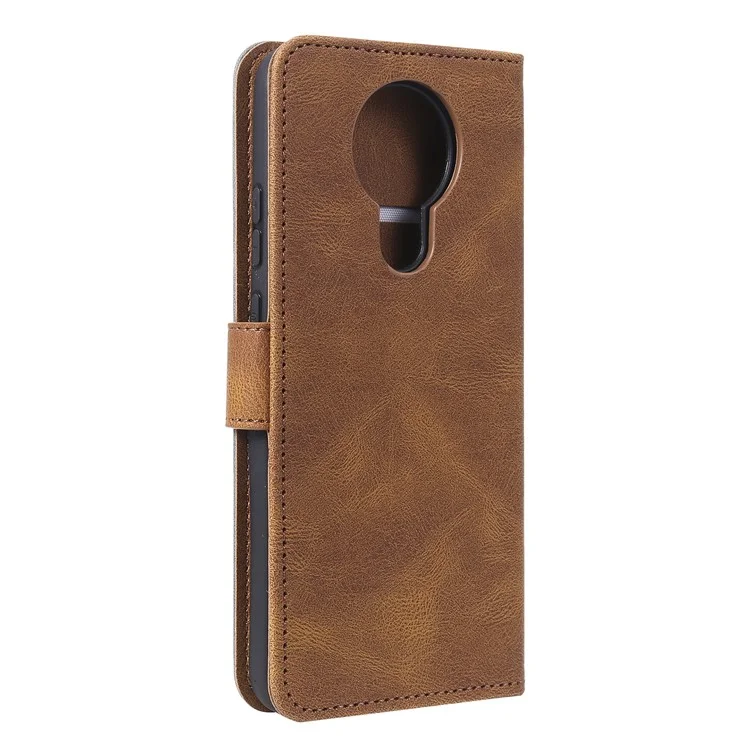 Caso da Capa Protetora de Couro PU Toque na Pele Splicing Stitching para Nokia G20 - Marrom