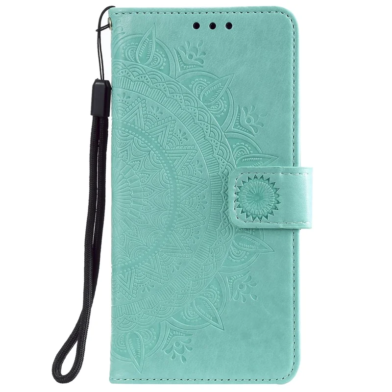Imprinted Mandala Flower Wallet Leather Case for Nokia 1.4 - Green