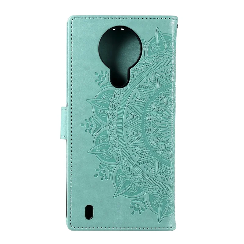 Imprinted Mandala Flower Wallet Leather Case for Nokia 1.4 - Green