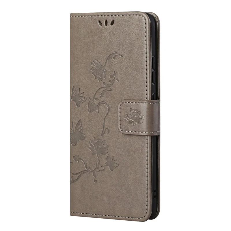 Imprint Butterfly Flower Wallet Stand Leather Mobile Phone Case for Nokia G10/G20 - Grey