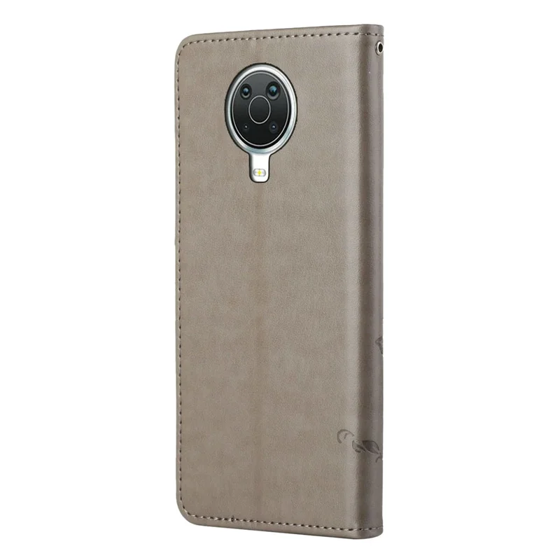 Imprint Butterfly Flower Wallet Stand Leather Mobile Phone Case for Nokia G10/G20 - Grey