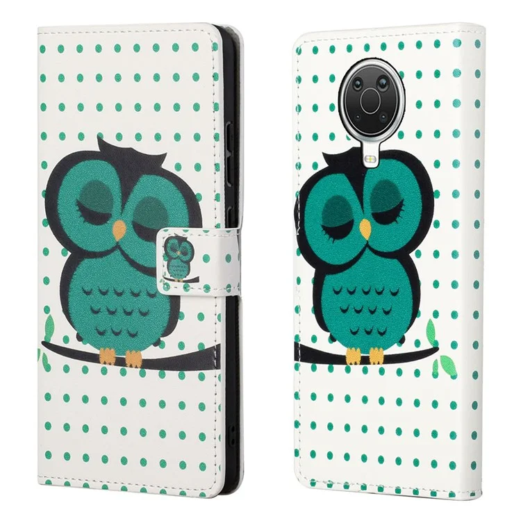 Padrão de Proteção de Proteção Total Caixa de Proteção de Couro Para Nokia G10/G20 - Coruja Única