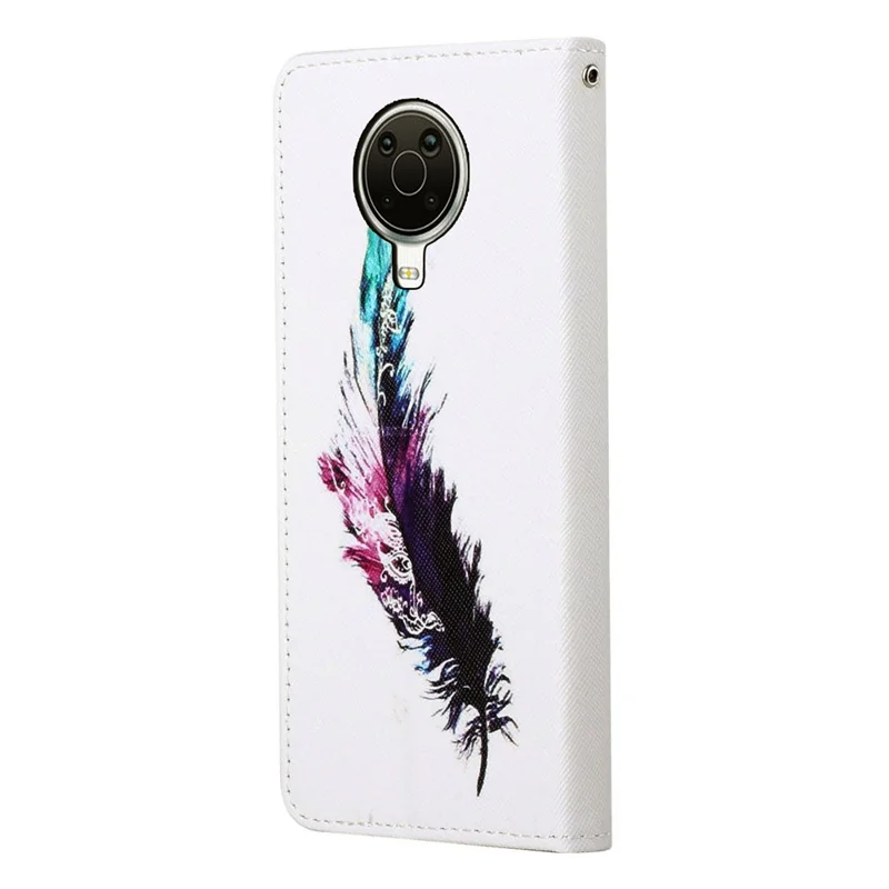 New Pattern Printing Wallet Design Cross Texture Leather Stand Case for Nokia G10/G20 - Feather