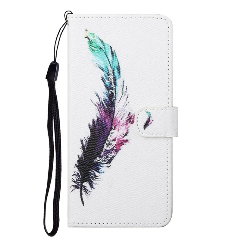 New Pattern Printing Wallet Design Cross Texture Leather Stand Case for Nokia G10/G20 - Feather