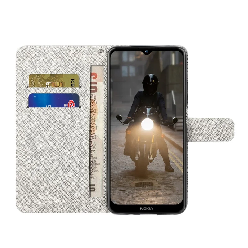 New Pattern Printing Wallet Design Cross Texture Leather Stand Case for Nokia G10/G20 - Feather