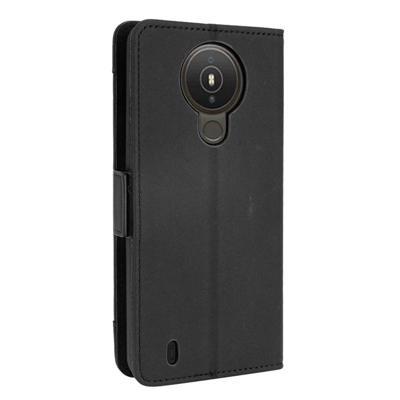 Leather Wallet Protective Case with Multiple Card Slots for Nokia 1.4 - Black