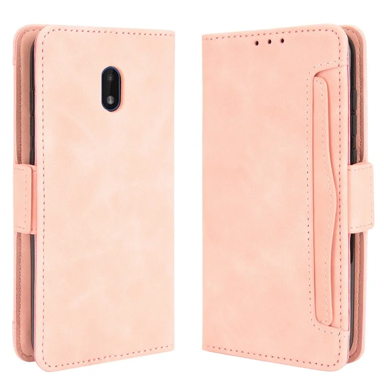 Multiple Card Slots Design Leather Wallet Case Stand for Nokia C1 Plus - Pink