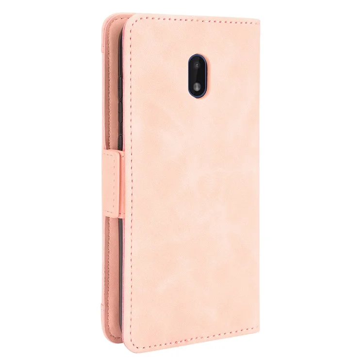 Multiple Card Slots Design Leather Wallet Case Stand for Nokia C1 Plus - Pink