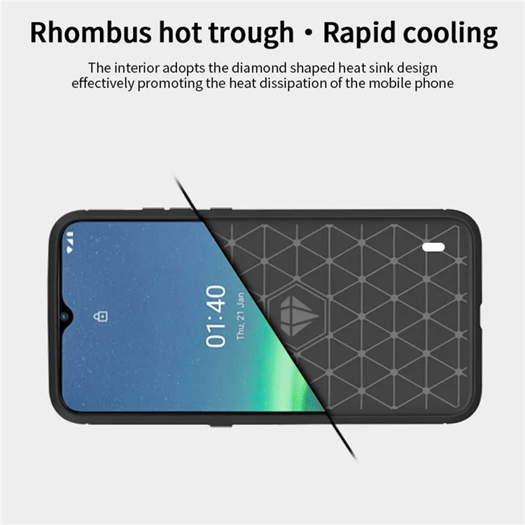 MOFI Brushed Carbon Fiber Design Well-Protected Soft TPU Cover for Nokia 1.4 - Black