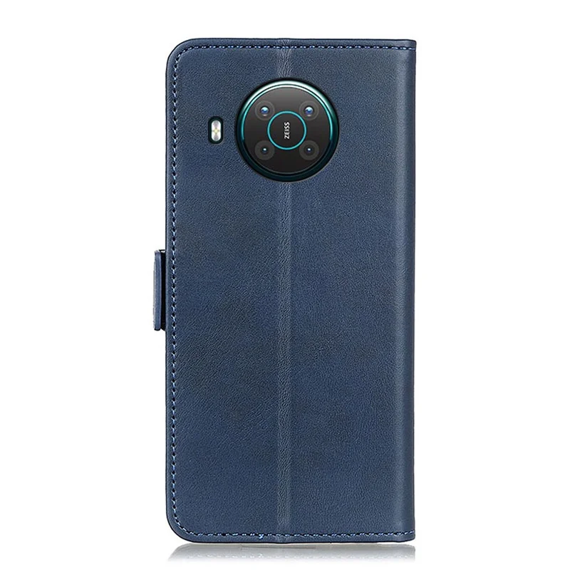 Magnetic Double Clasp Leather Wallet Case for Nokia X20/X10 - Blue