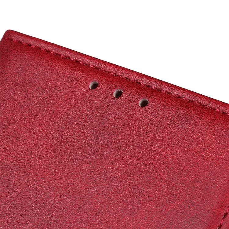 Matte Skin Leather Wallet Shell for Nokia X20/X10 - Red