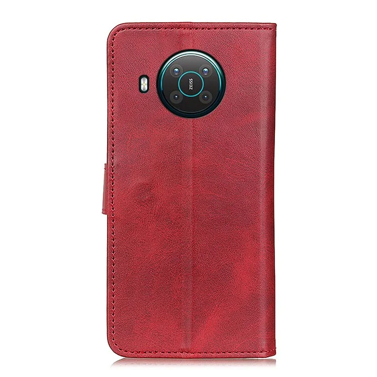 Matte Skin Leather Wallet Shell for Nokia X20/X10 - Red