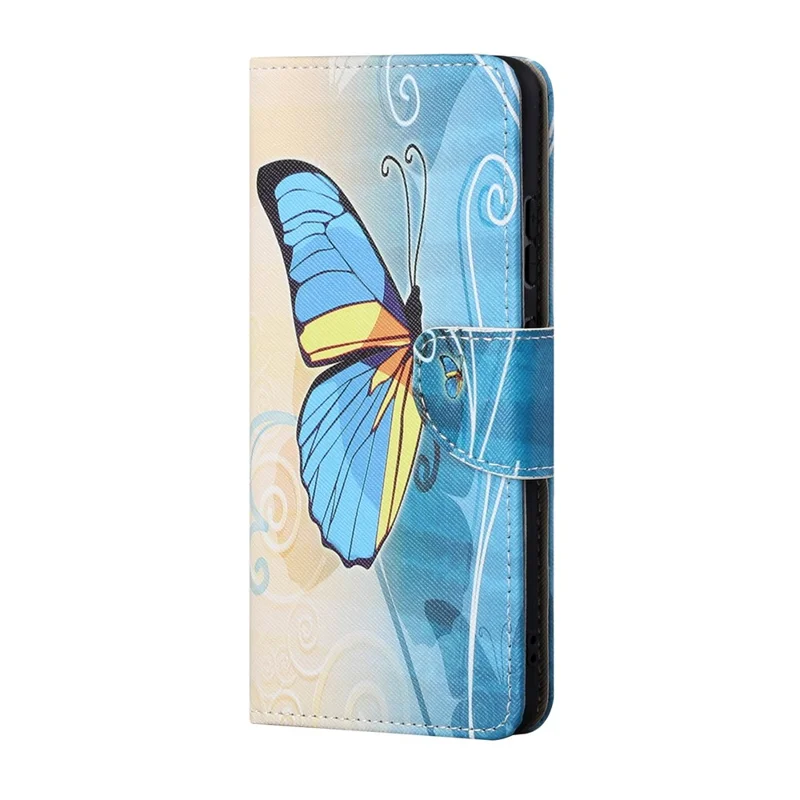 New Pattern Printing Wallet Design Cross Texture Leather Phone Stand Case for Nokia X10/X20 - Blue Butterfly