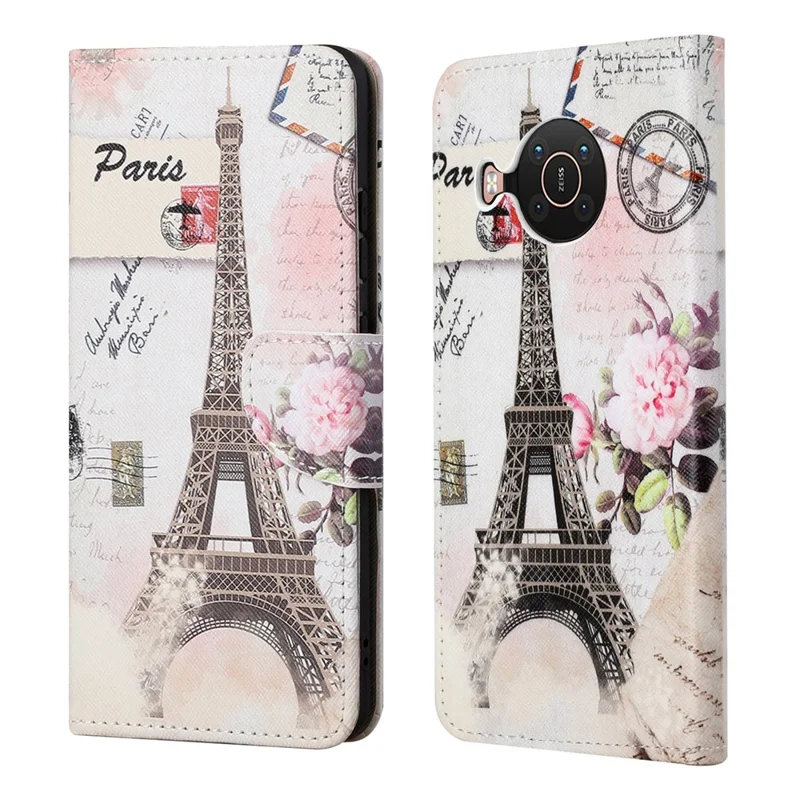 New Pattern Printing Wallet Design Cross Texture Leather Phone Stand Case for Nokia X10/X20 - Tower