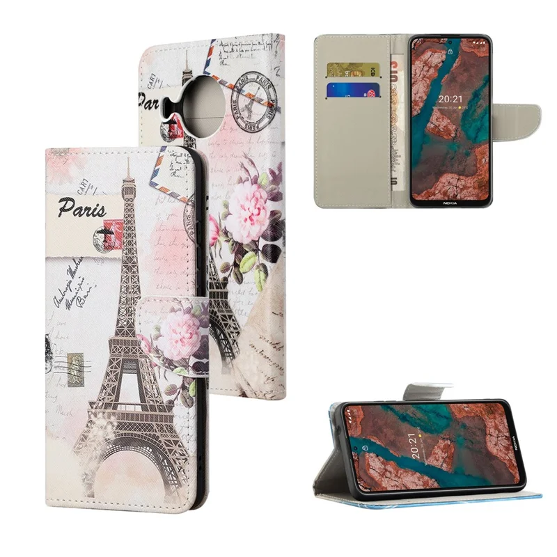 New Pattern Printing Wallet Design Cross Texture Leather Phone Stand Case for Nokia X10/X20 - Tower