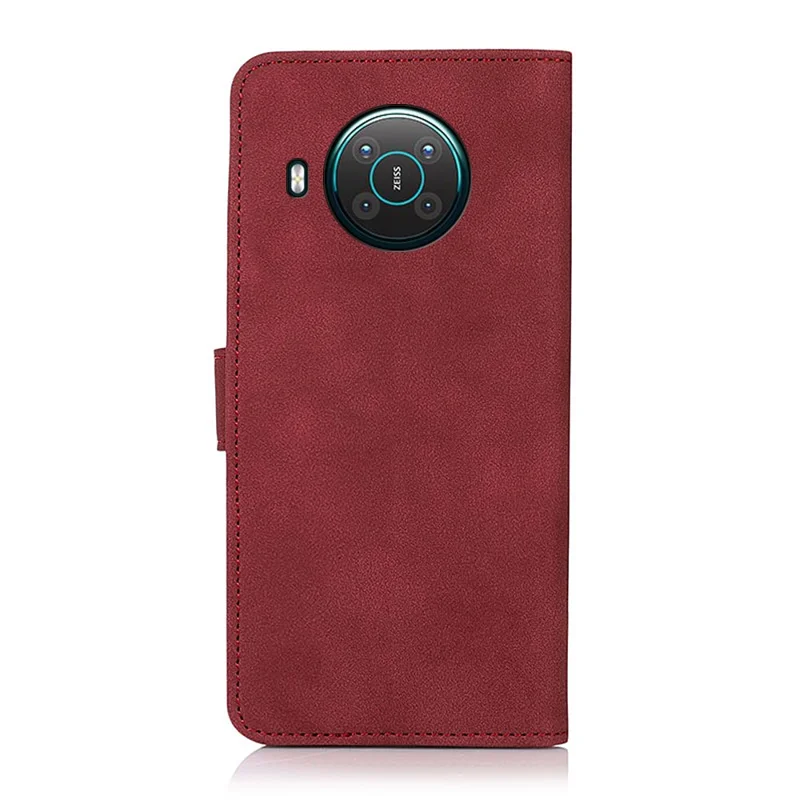 KHAZNEH Wallet Design Textured Full Protection Leather Phone Cover Stand Case für Nokia X10/X20 - Rot