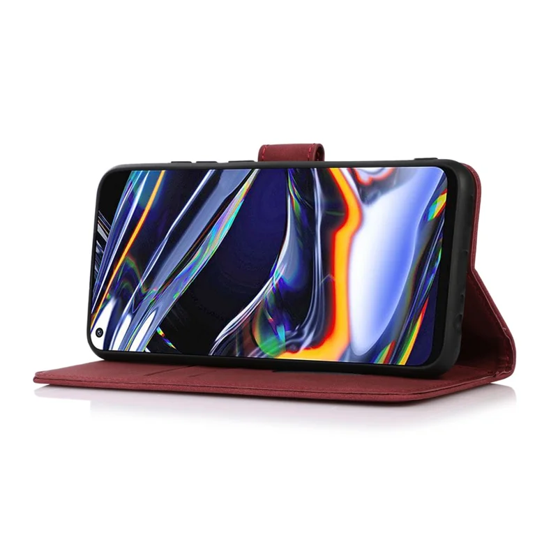 KHAZNEH Wallet Design Textured Full Protection Leather Phone Cover Stand Case für Nokia X10/X20 - Rot