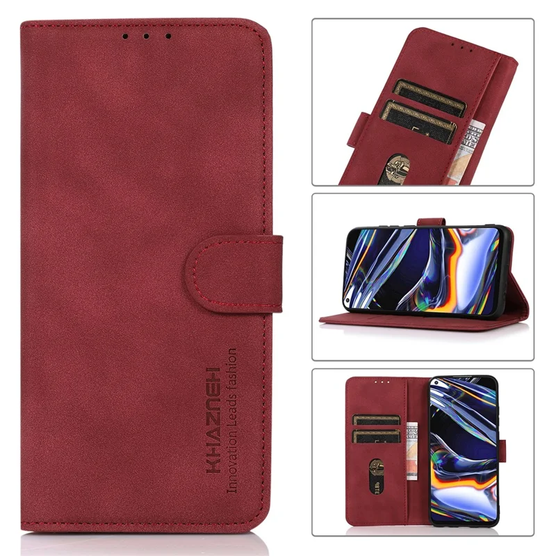 KHAZNEH Wallet Design Textured Full Protection Leather Phone Cover Stand Case für Nokia X10/X20 - Rot