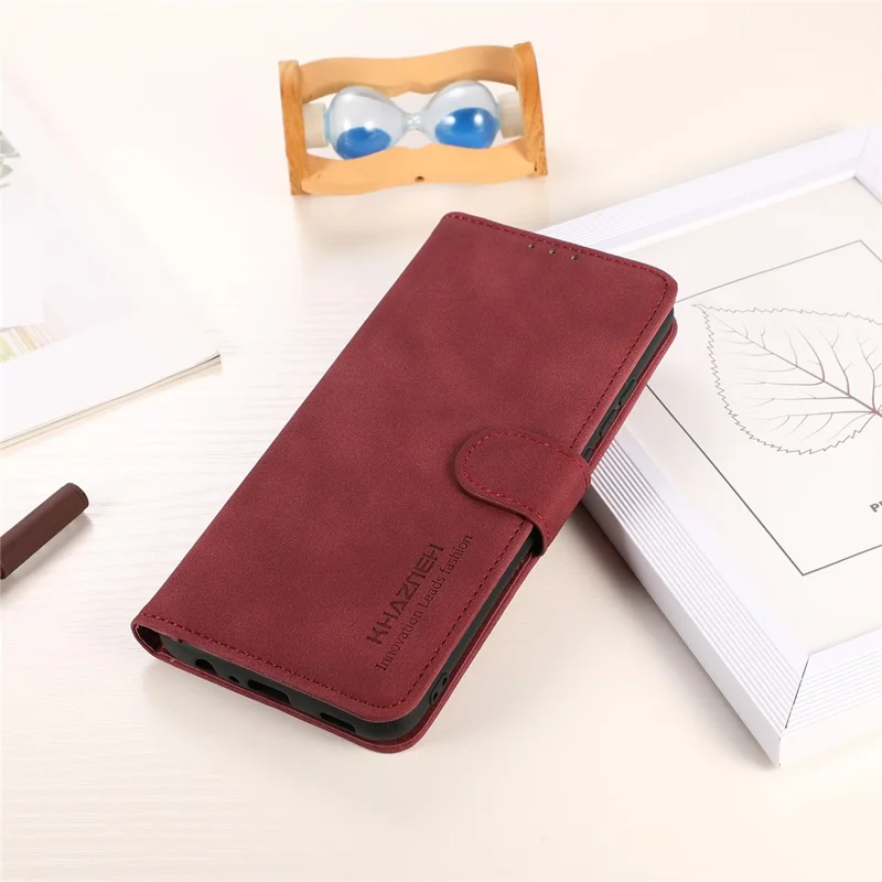 KHAZNEH Wallet Design Textured Full Protection Leather Phone Cover Stand Case für Nokia X10/X20 - Rot