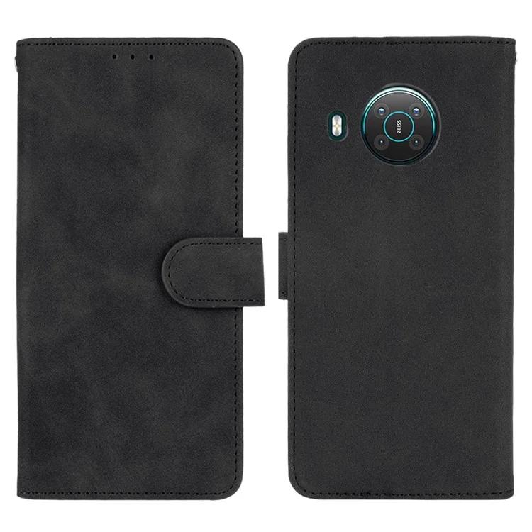 Silky Touch Leather Wallet Stand Case for Nokia X20/X10 - Black