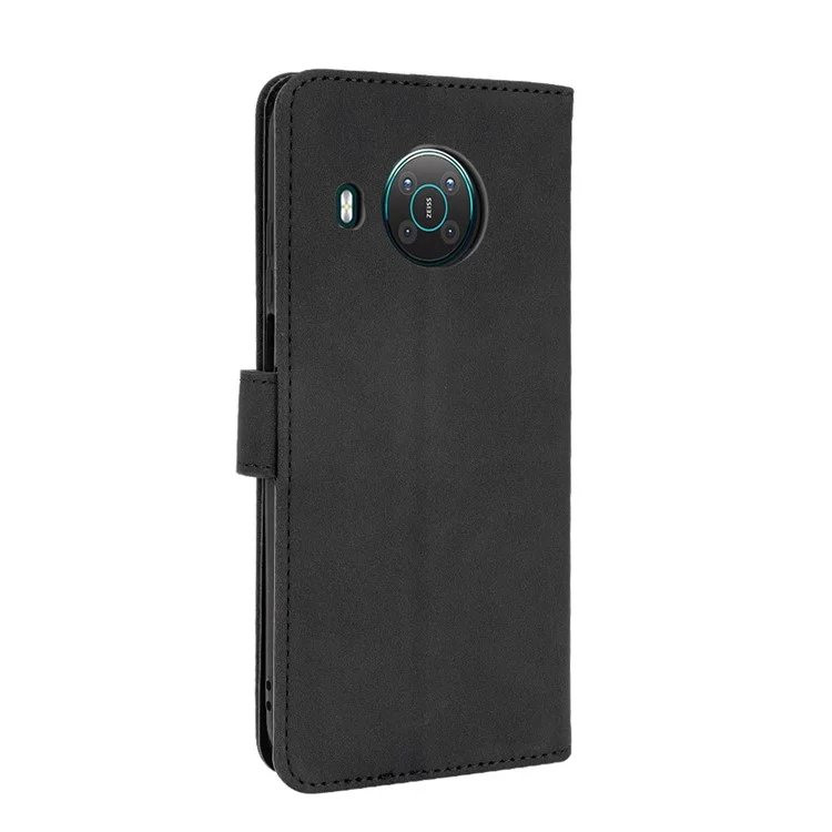 Silky Touch Leather Wallet Stand Case for Nokia X20/X10 - Black