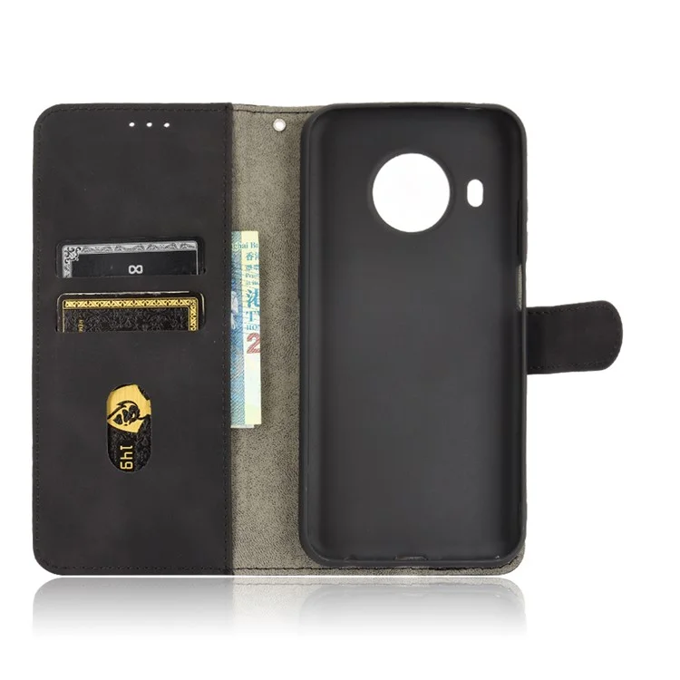 Silky Touch Leather Wallet Stand Case for Nokia X20/X10 - Black