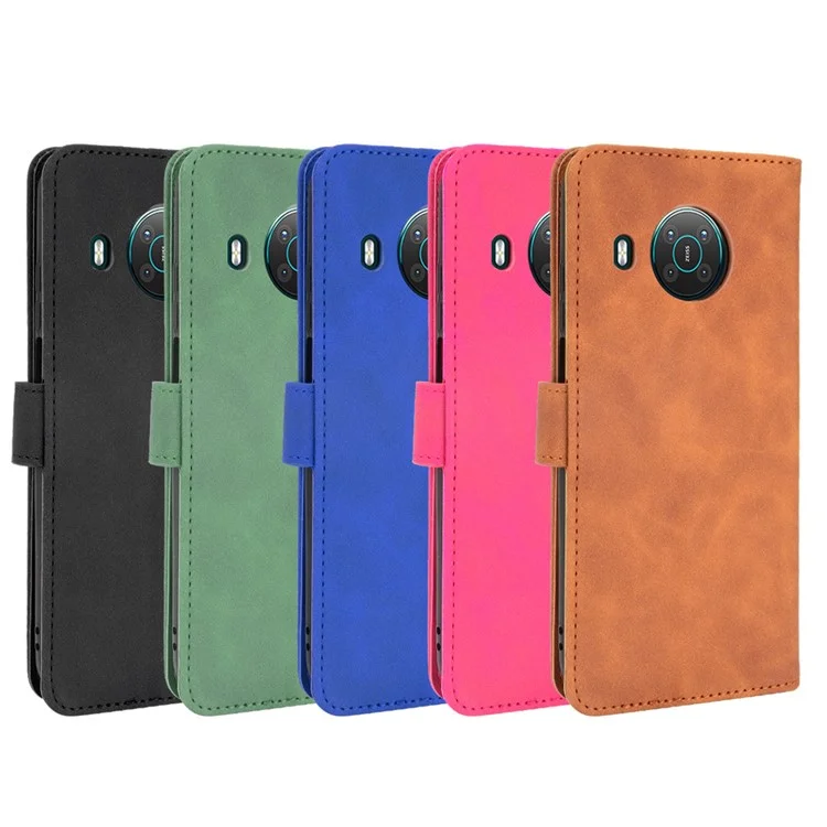 Silky Touch Leather Wallet Stand Case for Nokia X20/X10 - Black