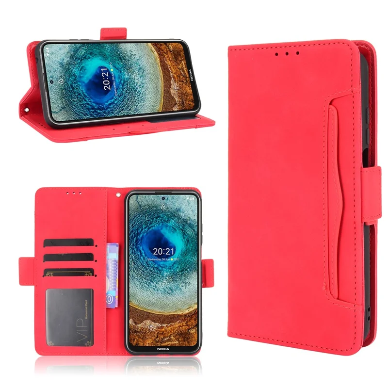 Para Nokia X10 / Funda Protectora X20 Con Múltiples Ranuras De Tarjeta Y Función De Soporte - Rojo