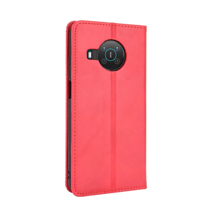 Tampa de Telefone Protetora de Couro de Estilo Vintage Stand Para Nokia X10/x20 - Vermelho