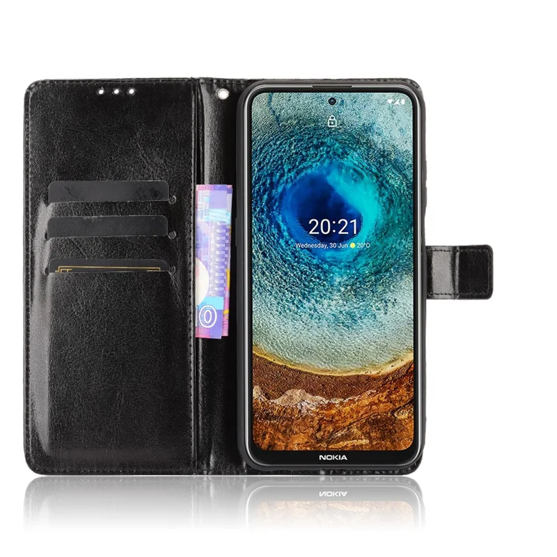 Crazy Horse Texture Wallet Leather Shell for Nokia X10 / X20 Protective Stand Mobile Casing - Black