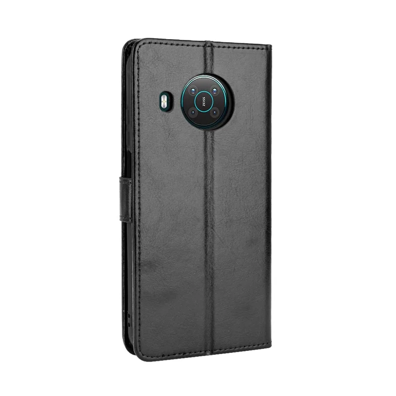 Crazy Horse Texture Wallet Leather Shell for Nokia X10 / X20 Protective Stand Mobile Casing - Black