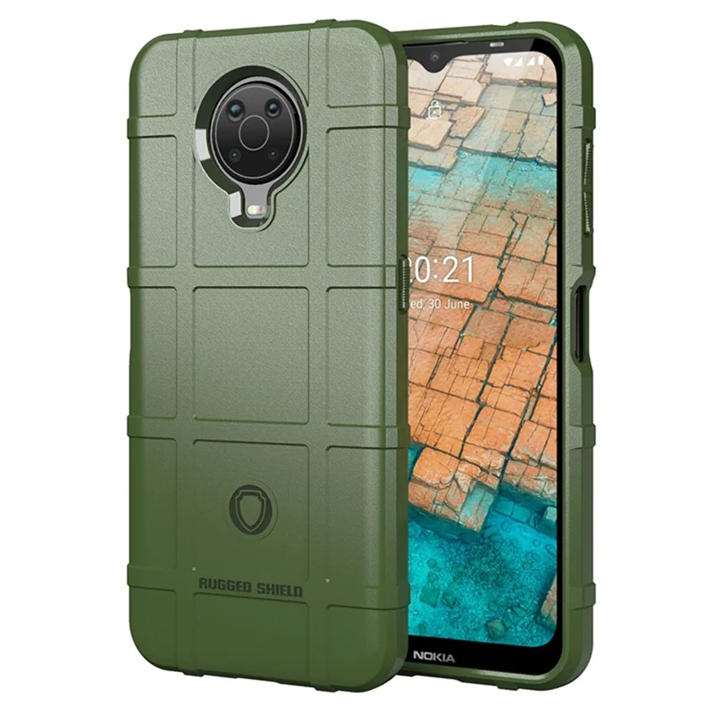 Für Nokia G10 / G20 stoßfeste, robuste quadratische Gitter-TPU-Rückenschale - Grün