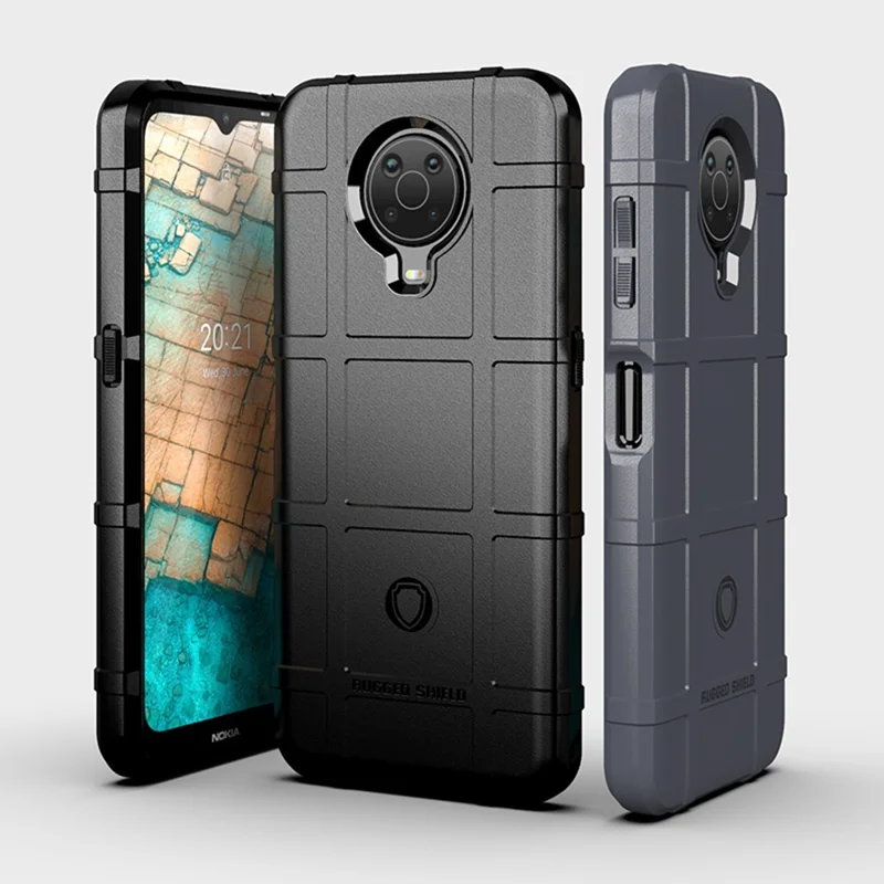 Für Nokia G10 / G20 stoßfeste, robuste quadratische Gitter-TPU-Rückenschale - Grün