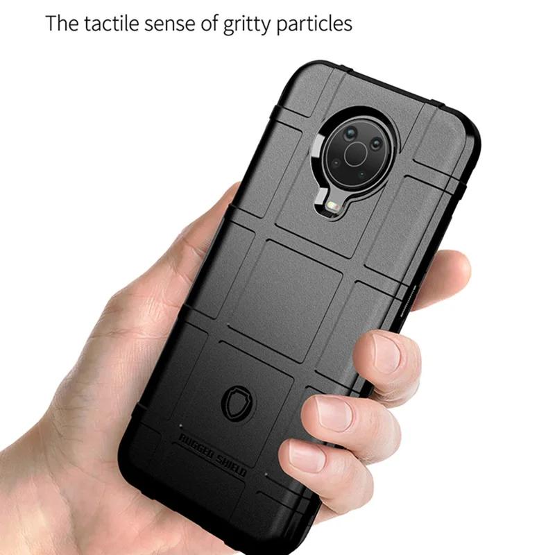 For Nokia G10 / G20 Shock-proof Rugged Square Grid TPU Back Case Protector - Blue