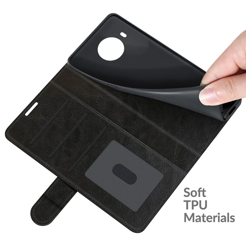 Full Protection Crazy Horse Texture Leather Stand Case with Wallet for Nokia X10/X20 - Black