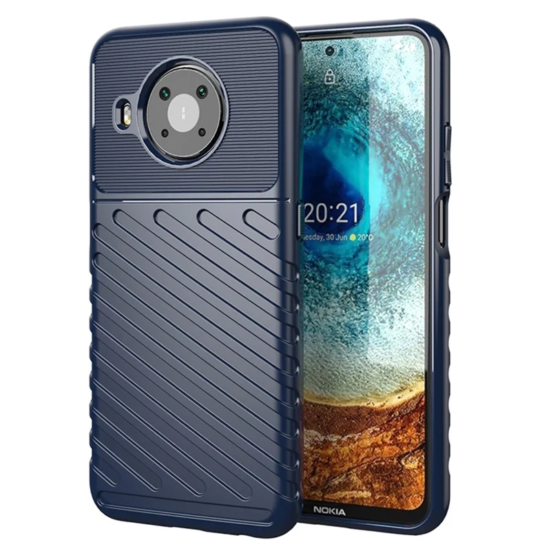 Thunder Series Twill Skin Thickened TPU Mobile Phone Cover Case Shell for Nokia X10/X20 - Blue