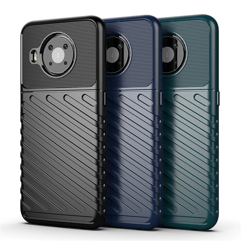 Thunder Series Twill Skin Thickened TPU Mobile Phone Cover Case Shell for Nokia X10/X20 - Blue