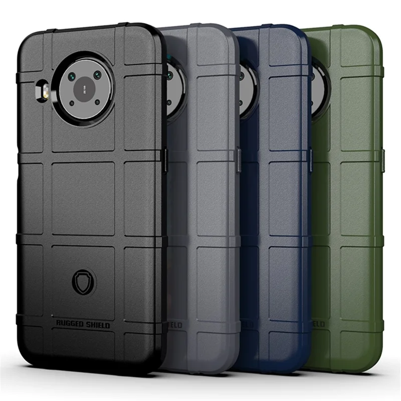 Tampa de Celular Quadrada Resistente de TPU com Textura de Grade para Nokia X10 / X20 - Verde