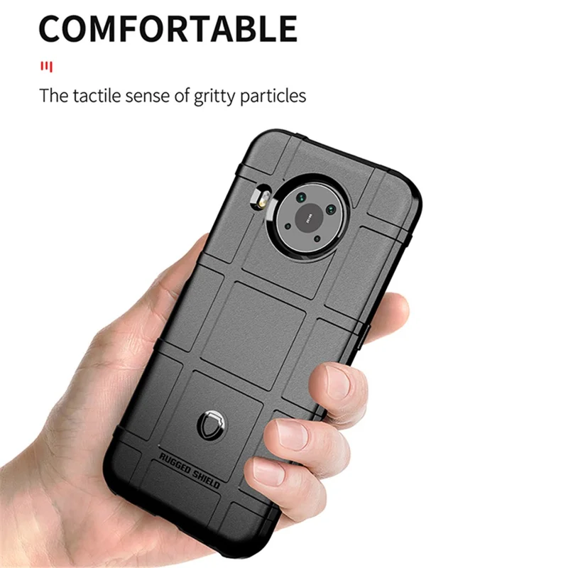 Rugged Square Grid Texture Shock-proof TPU Mobile Phone Cover Case for Nokia X10 / X20 - Blue