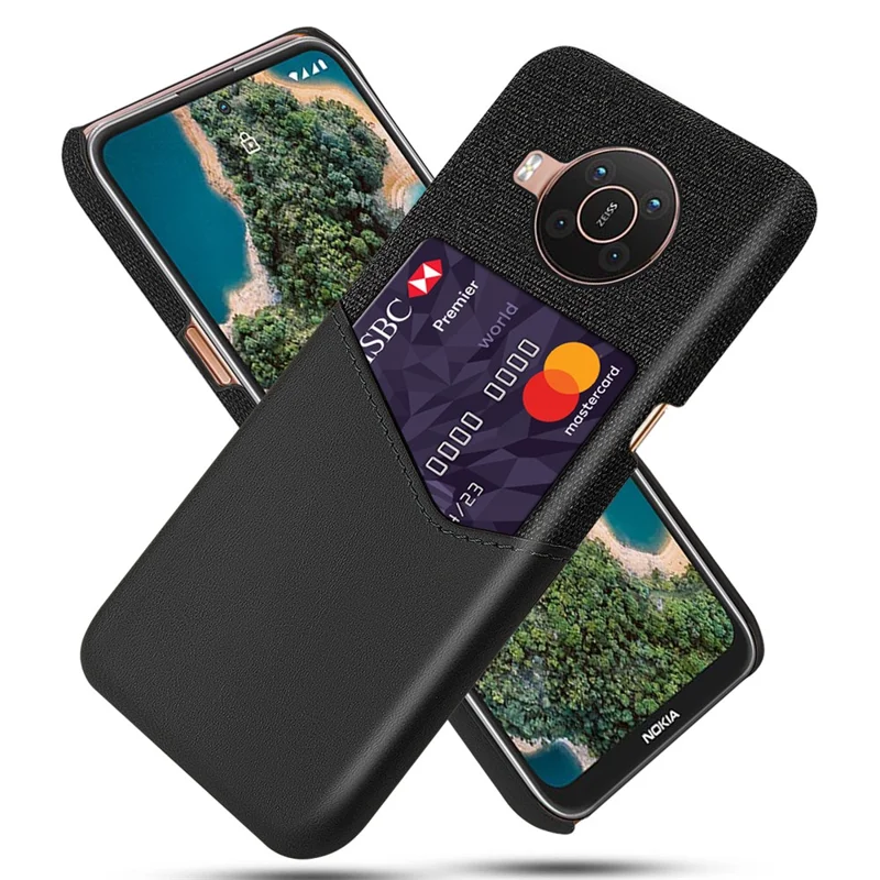 Csq Card Slot Design Ткань + Кожа + Компьютерный Гибридный Телефон Для Nokia X10/x20 - Черный