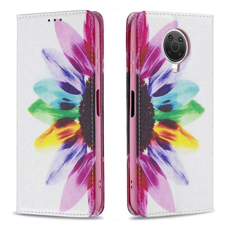Fashionable Pattern Printing Wallet Stand Cover Auto-absorbed Shockproof and Scratch Resistant Flip Leather for  Phone Case Nokia G10 / G20 - Sunflower