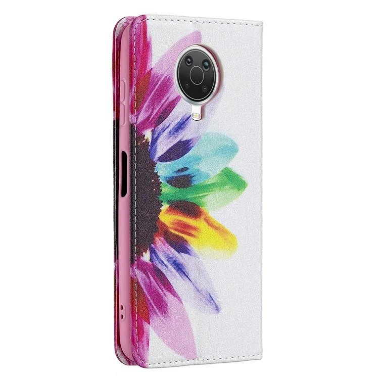 Fashionable Pattern Printing Wallet Stand Cover Auto-absorbed Shockproof and Scratch Resistant Flip Leather for  Phone Case Nokia G10 / G20 - Sunflower