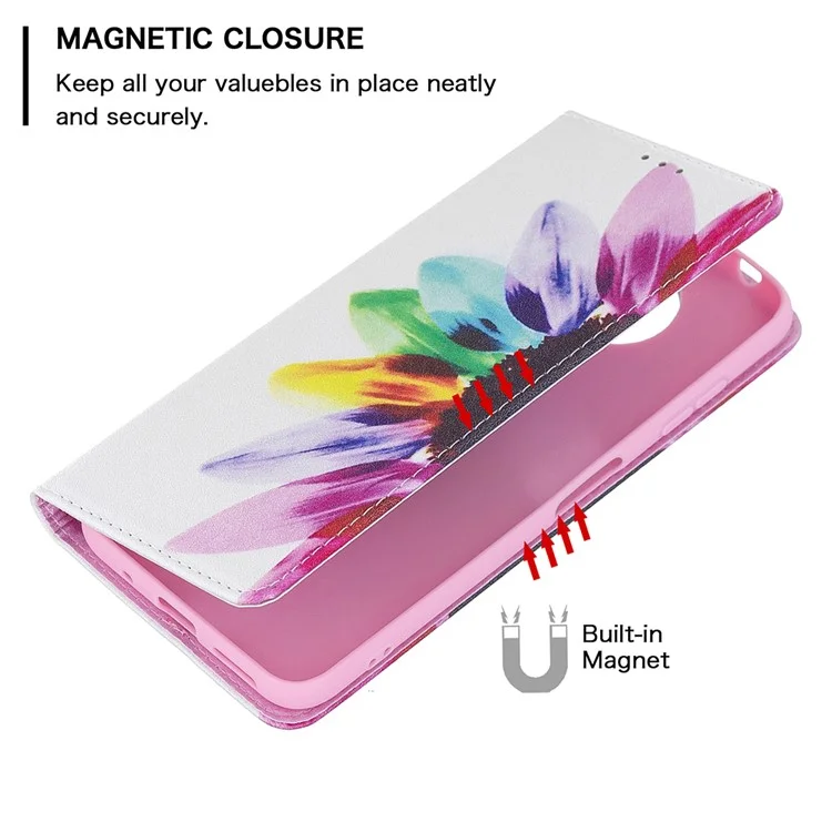 Fashionable Pattern Printing Wallet Stand Cover Auto-absorbed Shockproof and Scratch Resistant Flip Leather for  Phone Case Nokia G10 / G20 - Sunflower