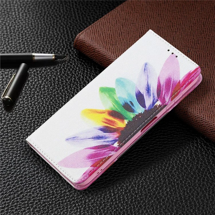 Fashionable Pattern Printing Wallet Stand Cover Auto-absorbed Shockproof and Scratch Resistant Flip Leather for  Phone Case Nokia G10 / G20 - Sunflower